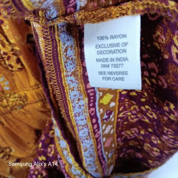 Mudd Womens Long Sleeve Tunic Romper Sz Medium Junior Floral Cottage Boho Orang - Picture 12 of 14